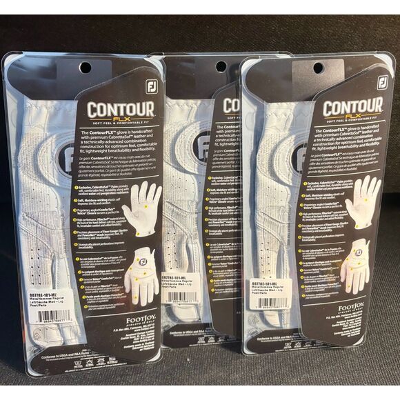 3PK -Footjoy Contour FLX Men's Golf Glove LARGE Regular Left Glove - Pearl - Picture 2 of 2